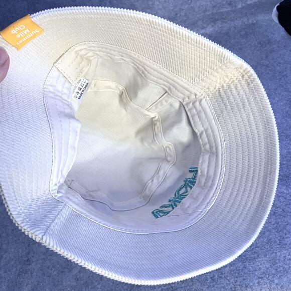 Hoka Cream Bucket Hat Turquoise Embroidered Logo NWOT One Size Summer Mile Club - Picture 2 of 6
